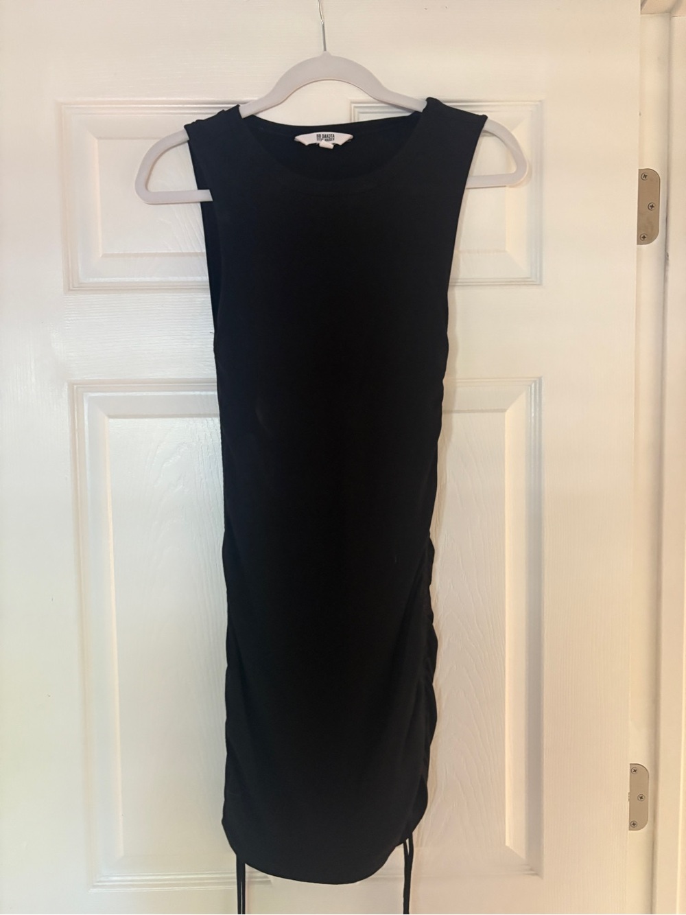 BB Dakota Black Sleeveless Ruched Mini Dress
